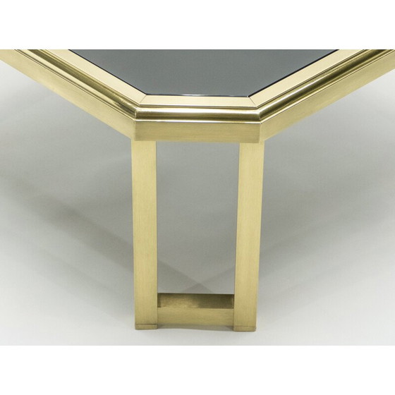 Image 1 of Table basse d'appoint vintage laiton noir verre opalin Maison Jansen 1970