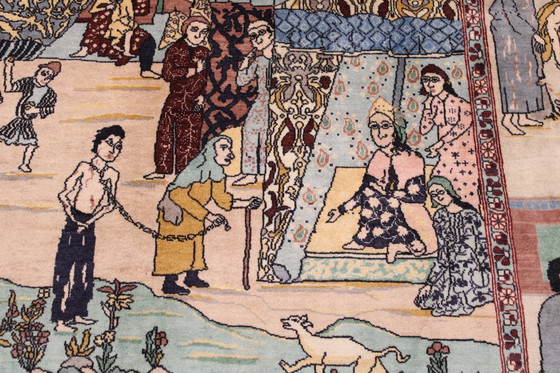 Image 1 of Tapis persan original de Tabriz Image Motifs Ancien 218 X 137 cm