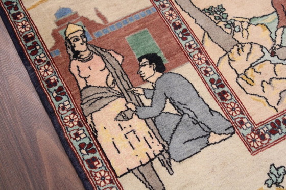 Image 1 of Tapis persan original de Tabriz Image Motifs Ancien 218 X 137 cm