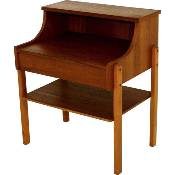 Image 1 of Table de chevet vintage en teck et hêtre, Suède 1960