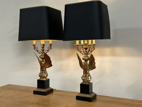Image 1 of 2 lampes de table vintage Hollywood Regency Eagle de Deknudt