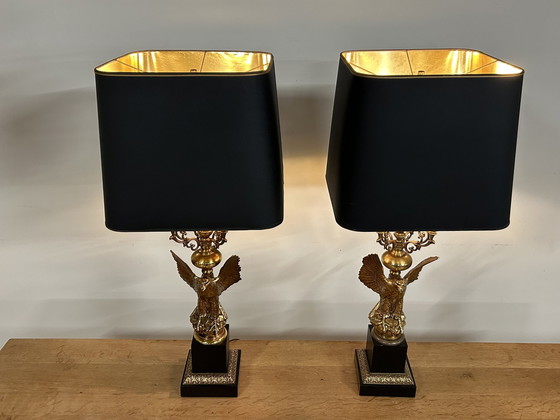 Image 1 of 2 lampes de table vintage Hollywood Regency Eagle de Deknudt
