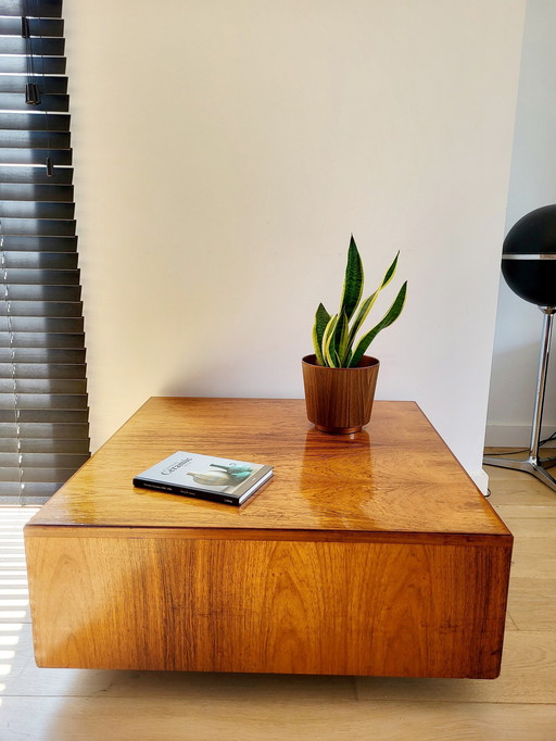 Table basse ou table à café vintage, modèle flottant, placage, années 60 et 70