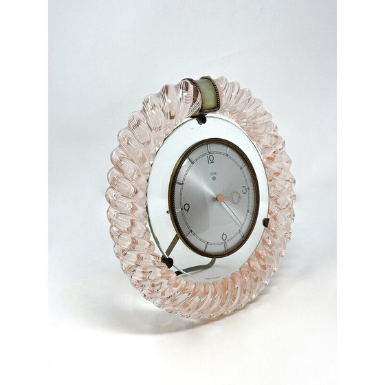 Image 1 of Horloge de table Art déco du milieu du siècle en verre de Murano, années 1950