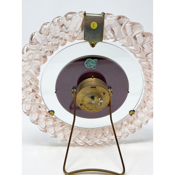 Image 1 of Horloge de table Art déco du milieu du siècle en verre de Murano, années 1950