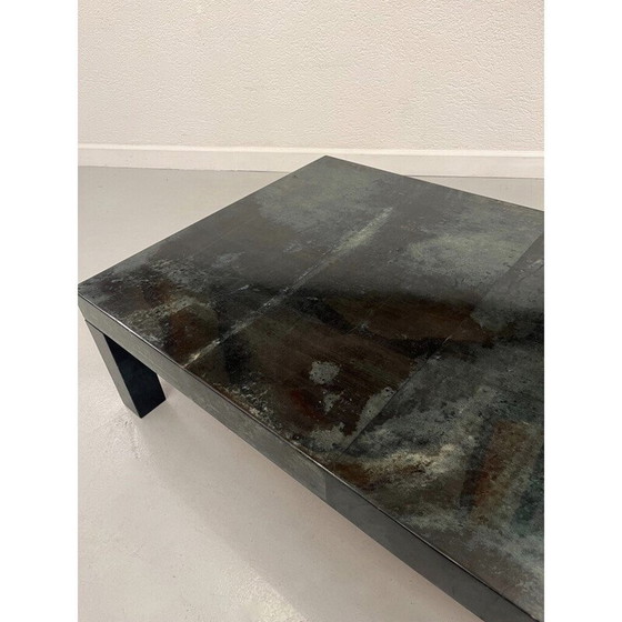 Image 1 of Table basse vintage en parchemin vert par Aldo Tura, Italie 1970