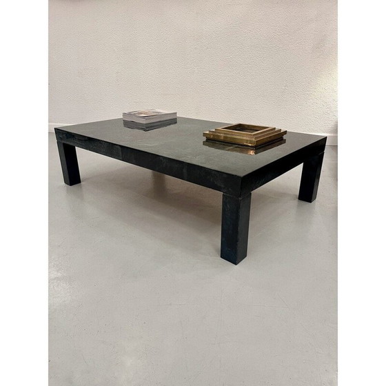 Image 1 of Table basse vintage en parchemin vert par Aldo Tura, Italie 1970