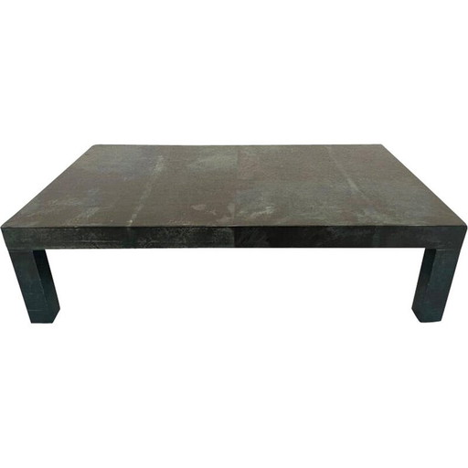 Table basse vintage en parchemin vert par Aldo Tura, Italie 1970
