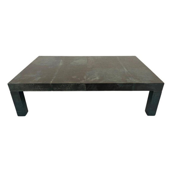 Image 1 of Table basse vintage en parchemin vert par Aldo Tura, Italie 1970
