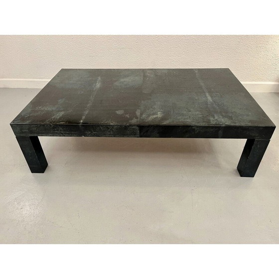 Image 1 of Table basse vintage en parchemin vert par Aldo Tura, Italie 1970