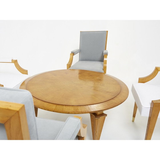 Image 1 of Table basse vintage en frêne flammé et laiton par André Arbus, 1940