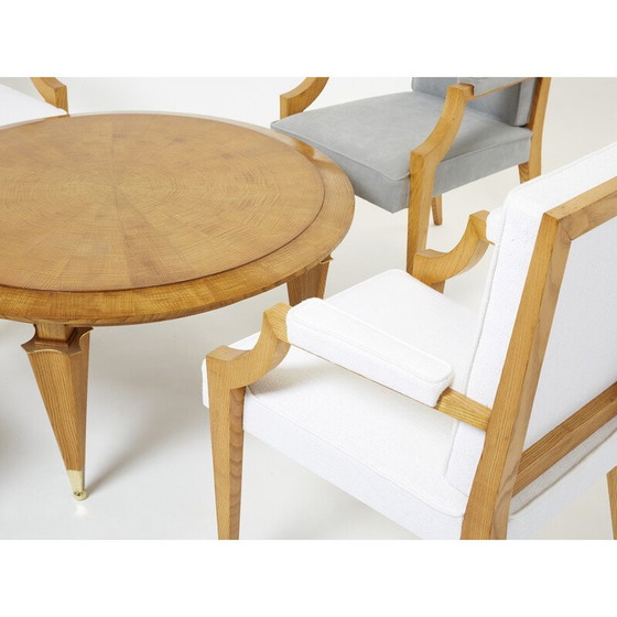 Image 1 of Table basse vintage en frêne flammé et laiton par André Arbus, 1940