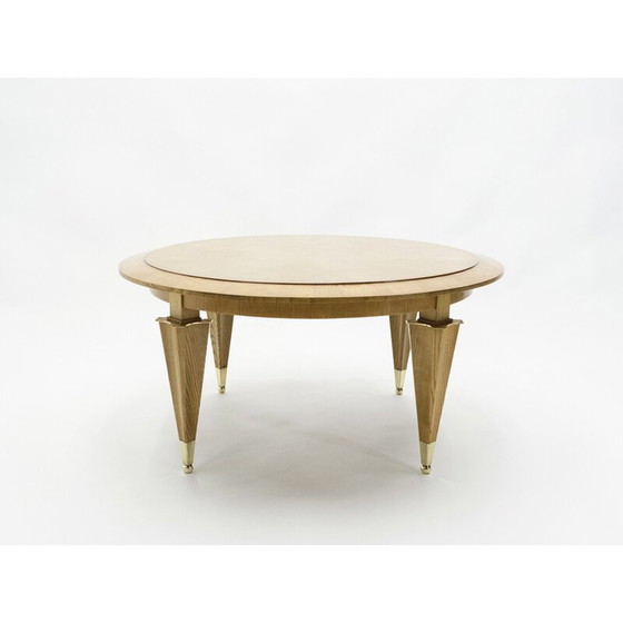 Image 1 of Table basse vintage en frêne flammé et laiton par André Arbus, 1940
