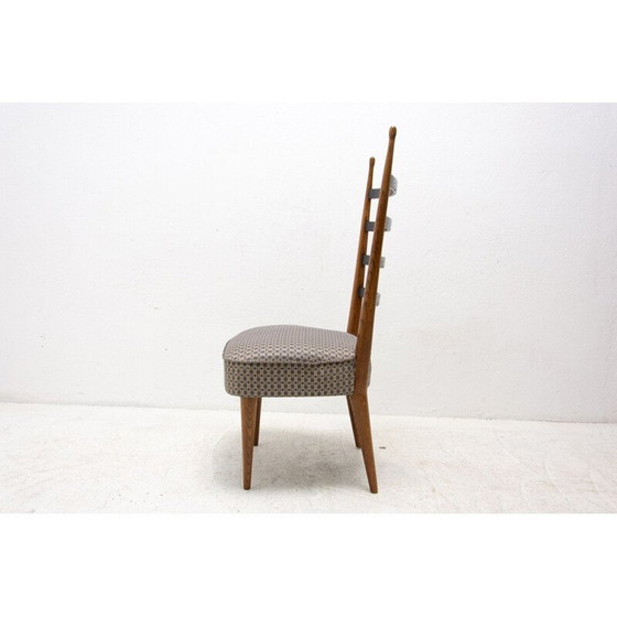 Image 1 of Ensemble de 4 chaises de salle à manger vintage en bois de hêtre et tissu par Josef Pehr, Tchécoslovaquie, années 1940