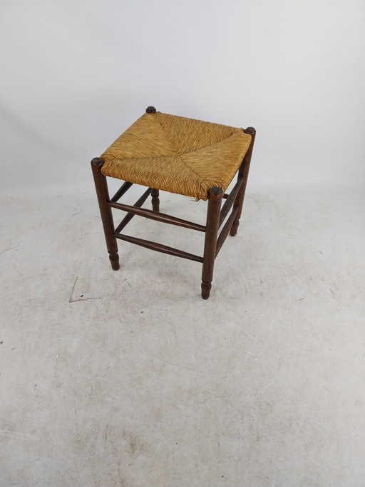 1 X Tabouret en jonc français 47 cm de haut