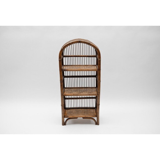 Etagère vintage en rotin et bambou, Italie 1960