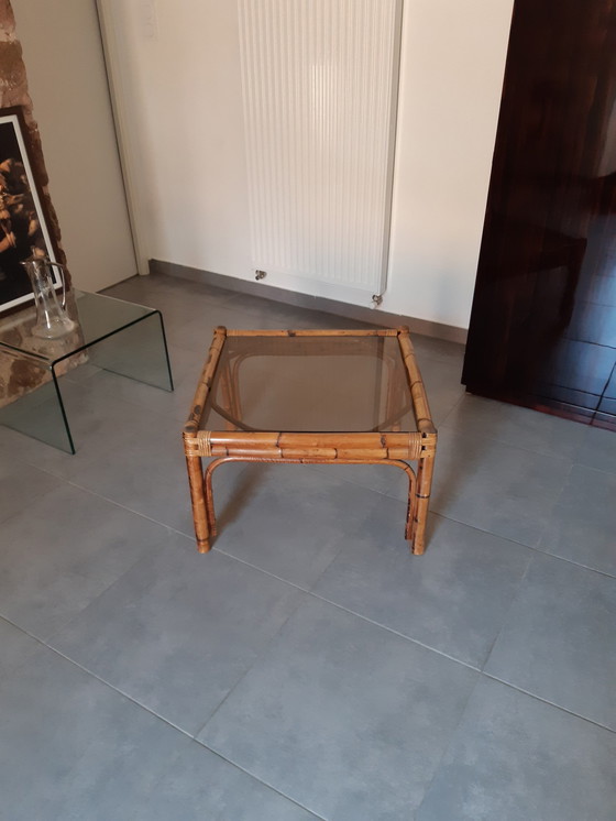 Image 1 of Table Basse En Rotin Et Bambou 1960 / 1970