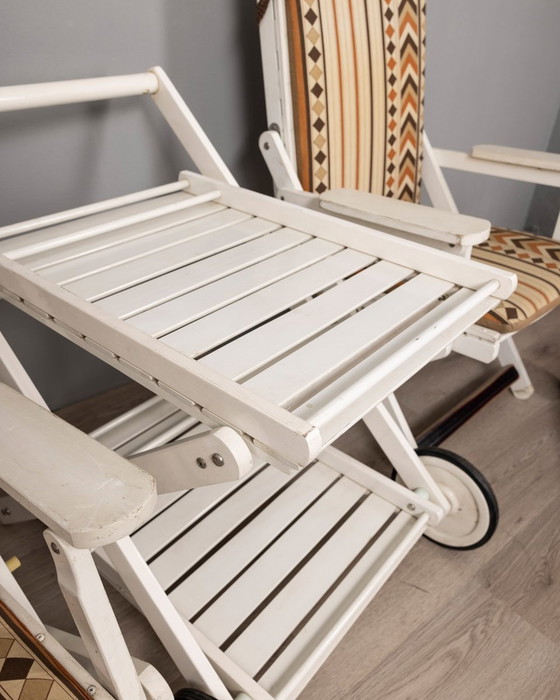 Image 1 of Ensemble chaise longue et chariot en tissu Vintage 70S par Clara Agnelli pour Reguitti