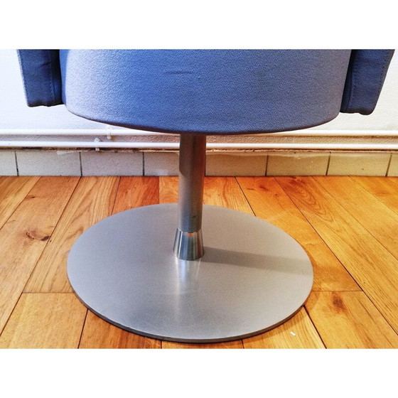 Image 1 of Fauteuil tulipe vintage en tissu bleu ciel