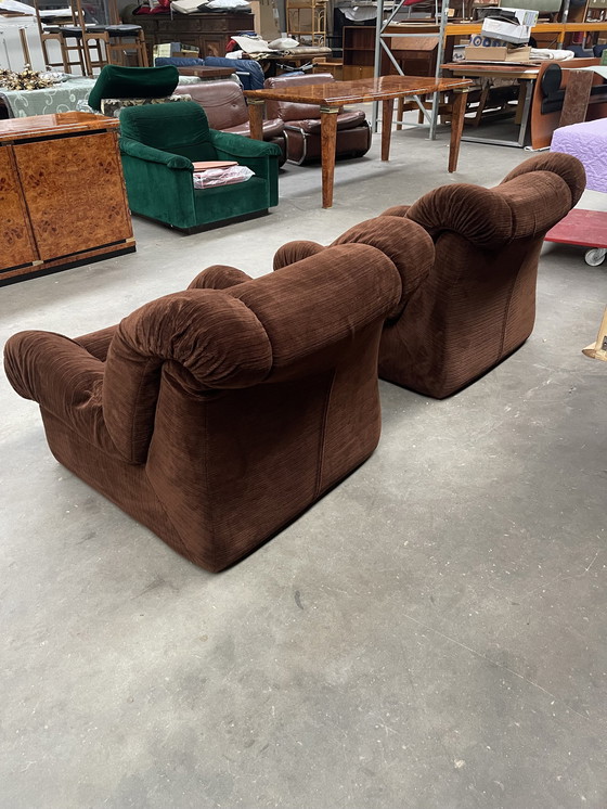 Image 1 of Chaises longues design italiennes en velours brun Mimo Padova
