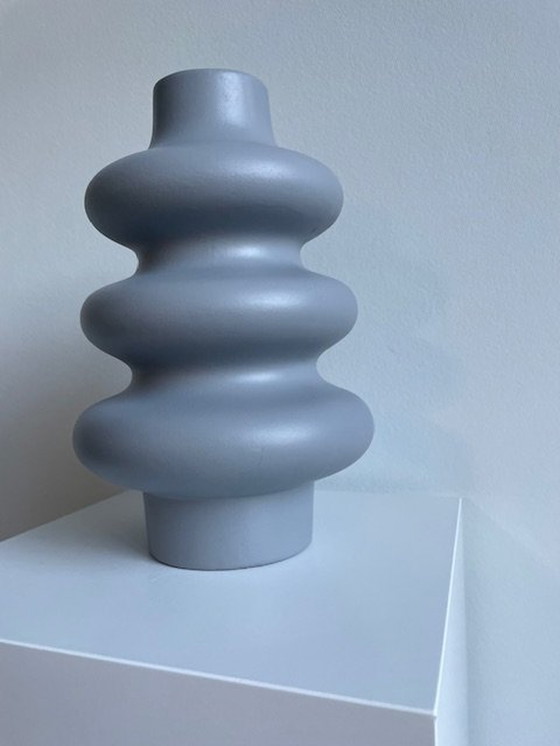 Image 1 of Vase Gris Design Ondulé - Ø20 X H30 Cm