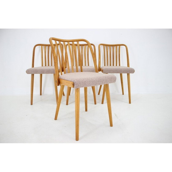 Image 1 of Ensemble de 4 chaises de salle à manger vintage en bois de chêne par Antonin Suman, Tchécoslovaquie 1970
