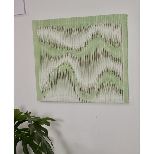 Peinture vintage texturée avec effet de vague par plissage de couleur vert clair