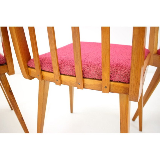Image 1 of Ensemble de 4 chaises vintage en bois et tissu, Tchécoslovaquie 1960