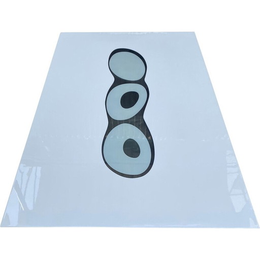 Table basse vintage en métal blanc et verre lumineux