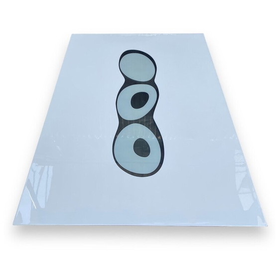 Image 1 of Table basse vintage en métal blanc et verre lumineux