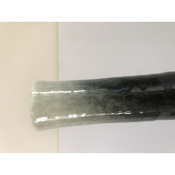 Image 1 of Vase vintage en céramique Accolay avec motif moucheté en dégradé gris-noir-vert