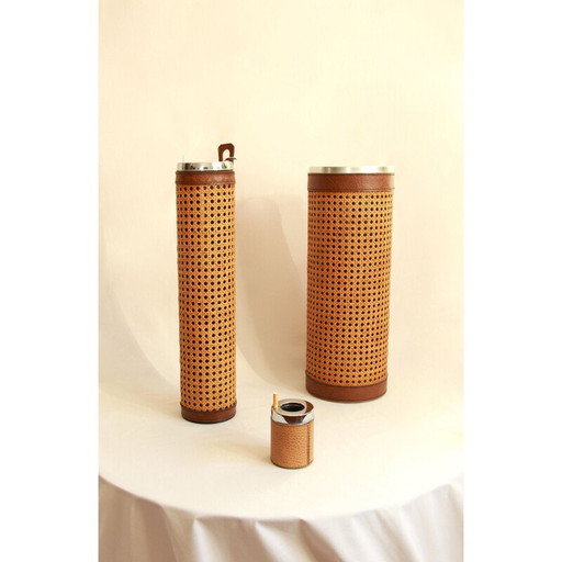 Set à fumer viennois en paille Paglia Italie 1960s