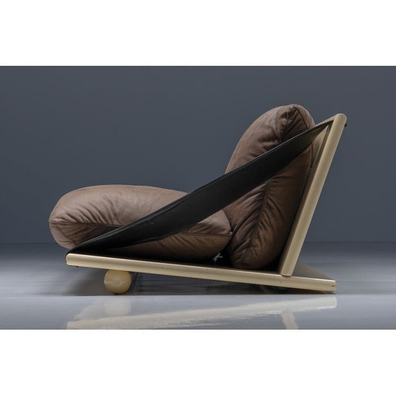 Image 1 of Canapé deux places en laque et cuir, Mid Century, 1970