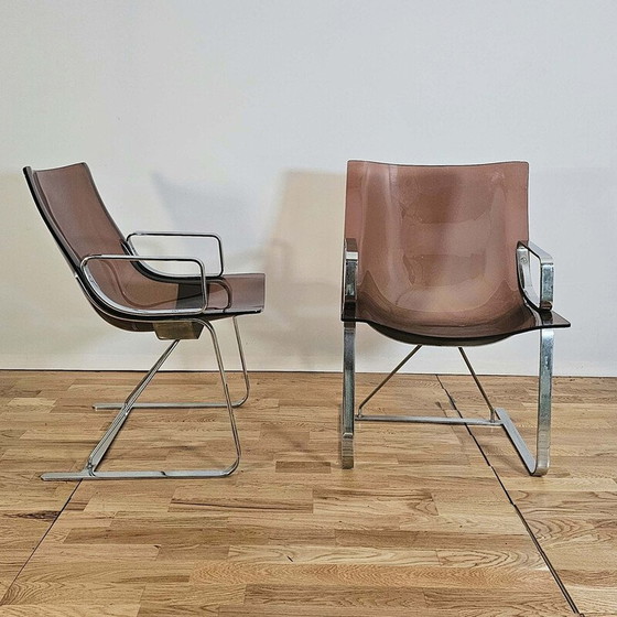 Image 1 of Paire de fauteuils vintage en plexiglas et chrome pour Apelbaum Esthétique, 1970
