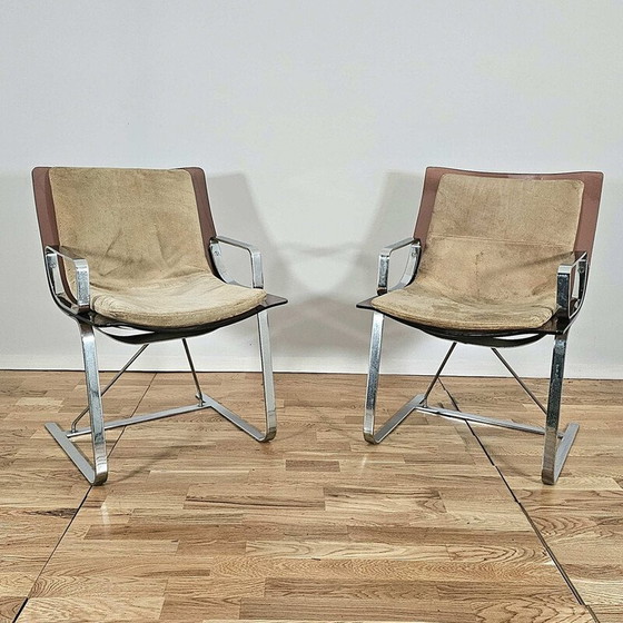 Image 1 of Paire de fauteuils vintage en plexiglas et chrome pour Apelbaum Esthétique, 1970