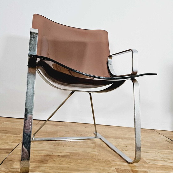 Image 1 of Paire de fauteuils vintage en plexiglas et chrome pour Apelbaum Esthétique, 1970