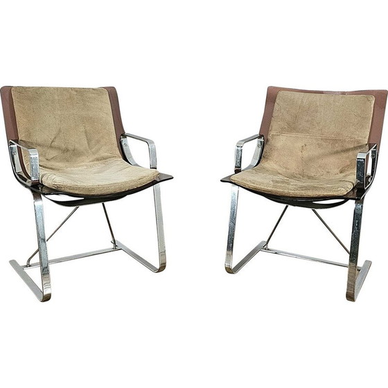 Image 1 of Paire de fauteuils vintage en plexiglas et chrome pour Apelbaum Esthétique, 1970