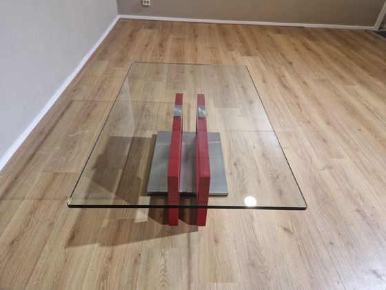 Image 1 of Pefa Table basse - Verre - Rouge - Design - Showroom state