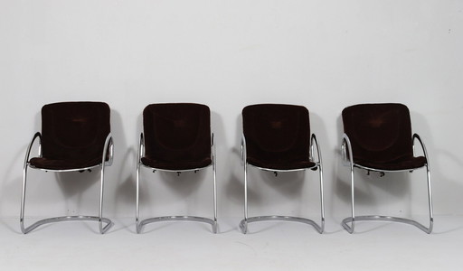 4 Chaises avec accoudoirs de Gastone Rinaldi, Italie, Années 1970