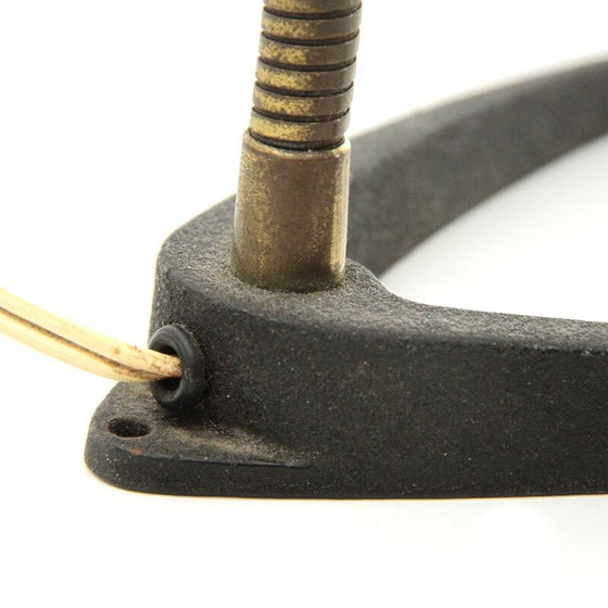 Image 1 of Lampe de table italienne vintage en laiton et abat-jour coloré