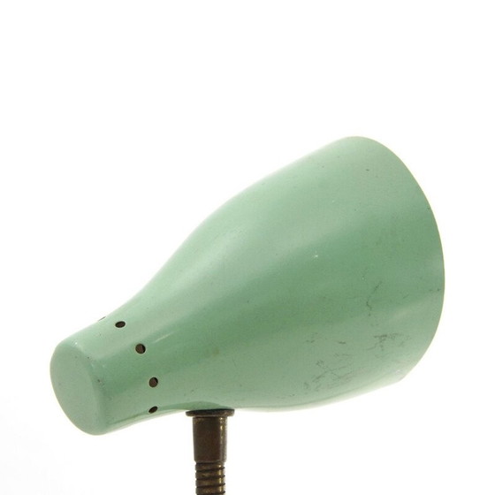 Image 1 of Lampe de table italienne vintage en laiton et abat-jour coloré