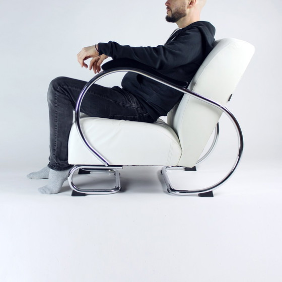 Image 1 of Fauteuil en chrome et cuir 1930S par Hynek Gottwald, Tchécoslovaquie