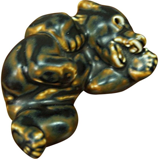 Image 1 of Presse-papier vintage en porcelaine en forme d'ours par Knud Kyhn pour Royal Copenhagen, 1960s
