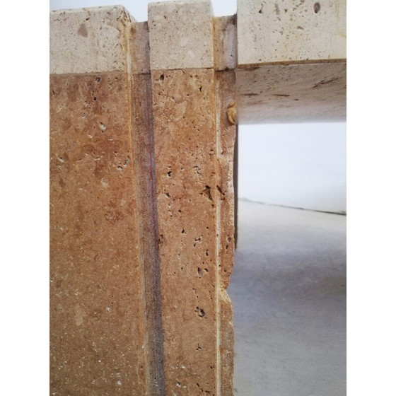 Image 1 of Table basse vintage en travertin cannelé, Italie 1970