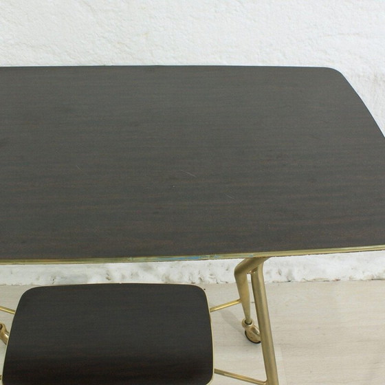 Image 1 of Chariot de service vintage en laiton et plastique, 1950