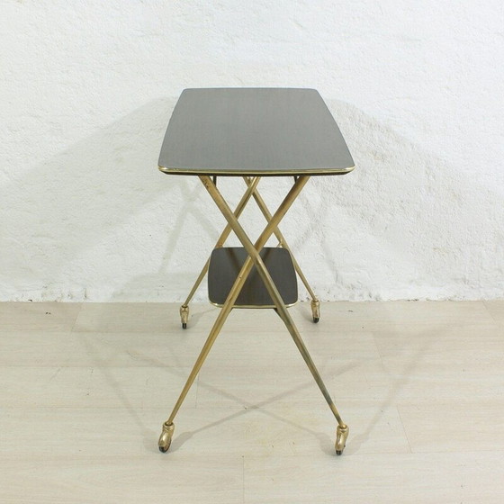 Image 1 of Chariot de service vintage en laiton et plastique, 1950