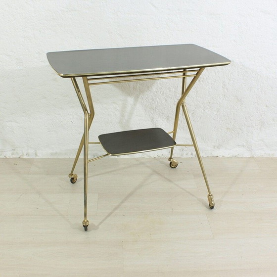 Image 1 of Chariot de service vintage en laiton et plastique, 1950