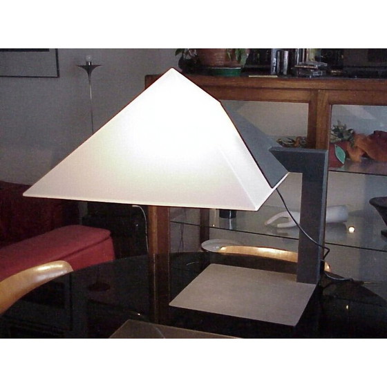 Image 1 of Lampe de table vintage à pied en métal laqué noir "Pitagora" par Elio Martinelli pour Martinelli Luce, 1970