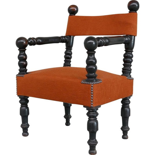 Fauteuil orange français du milieu du siècle, années 1940