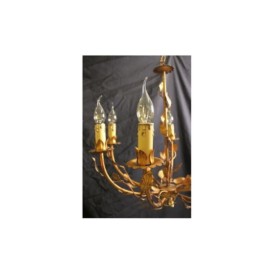 Image 1 of Lustre vintage en métal doré, 1960